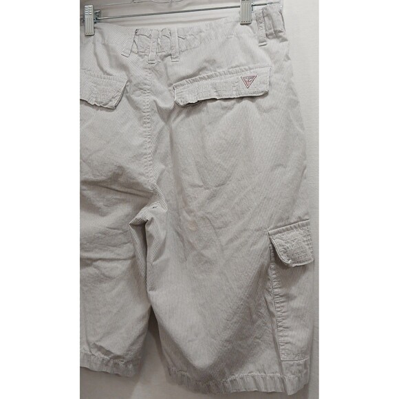 Guess Jeans Men's White and Gray Pin Striped Size 32 Cargo Shorts Cotton Note - Picture 8 of 12